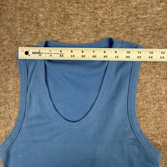 Standard James Perse 100% Cotton Midi Dress Blue Women's 2 Crewneck Fitted - Picture 7 of 11